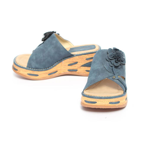 47504 플라워 여성 신발 편안한 통굽 슬리퍼 실내화 (7.0 cm)